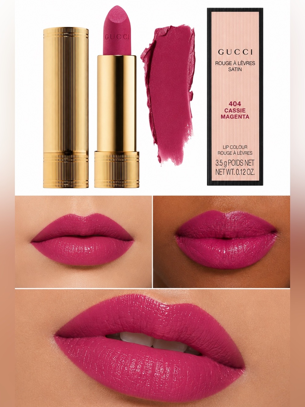 Gucci Satin Lipstick 404 Cassie Magenta